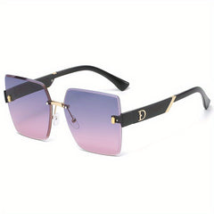 Square Rimless Sunglasses Casual Gradient Lens UV400