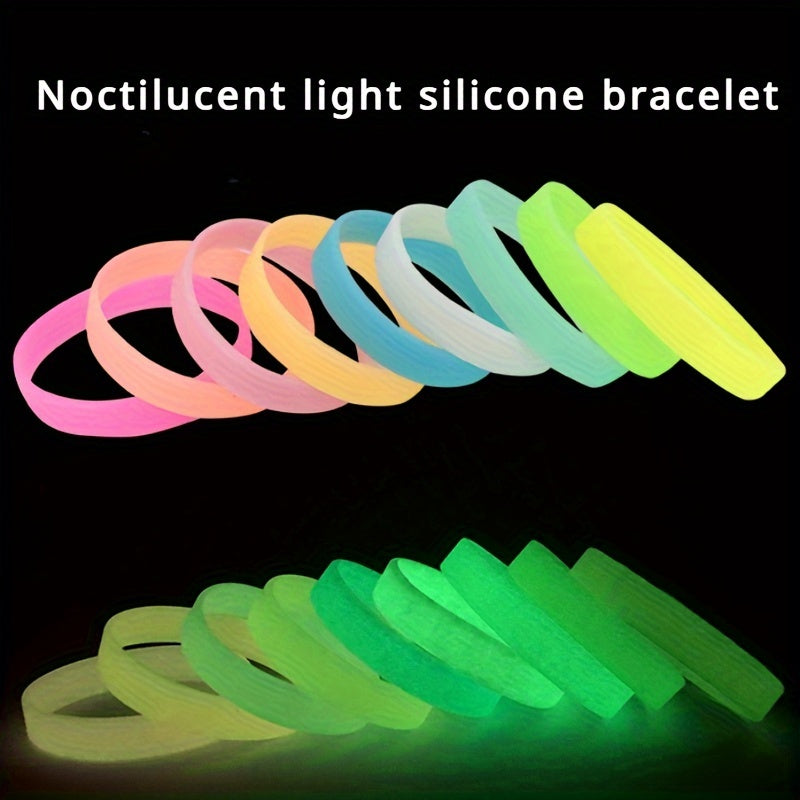 2 Pcs Silicone Bracelet Luminous Ring Sports Group Wristband