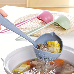 1pc Round Spoon 2 in 1 Long Handled Spoon Household Strainer