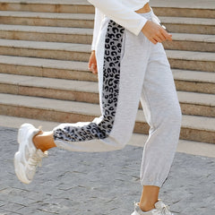 Leopard Print Jogger Sweatpants with Pockets