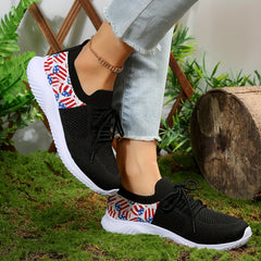 Women's Flag Pattern Walking Shoes Breathable Mesh Sneakers