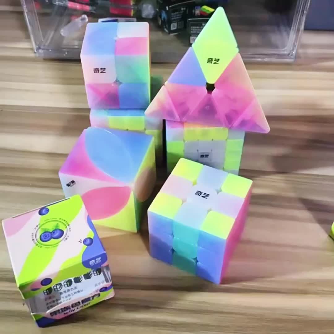 3x3 Speed Cube Jelly Colors Durable ABS Lightweight Sticker Brain Teaser