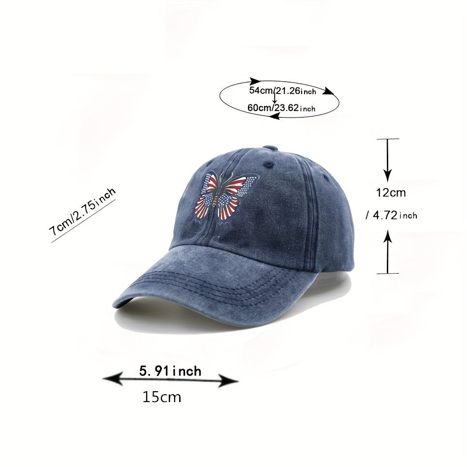Butterfly Baseball Cap Washed Distressed Dad Hats Patriotic Cap