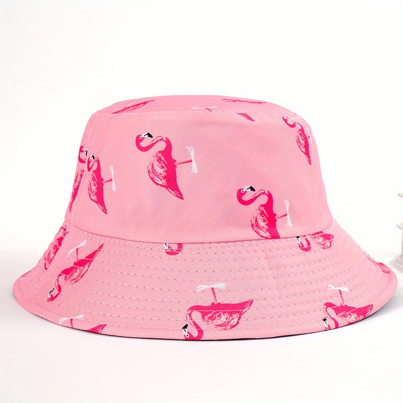 Flamingo Print Bucket Hat Lightweight Fisherman Cap