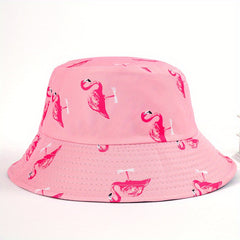 Flamingo Print Bucket Hat Lightweight Fisherman Cap