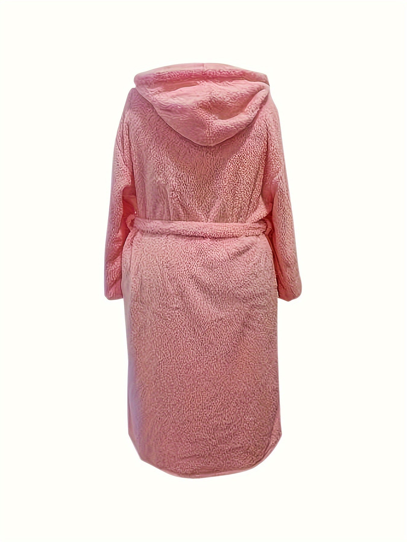 Long Sleeve Flannel Fleece Bathrobe With Pockets