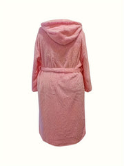 Long Sleeve Flannel Fleece Bathrobe With Pockets