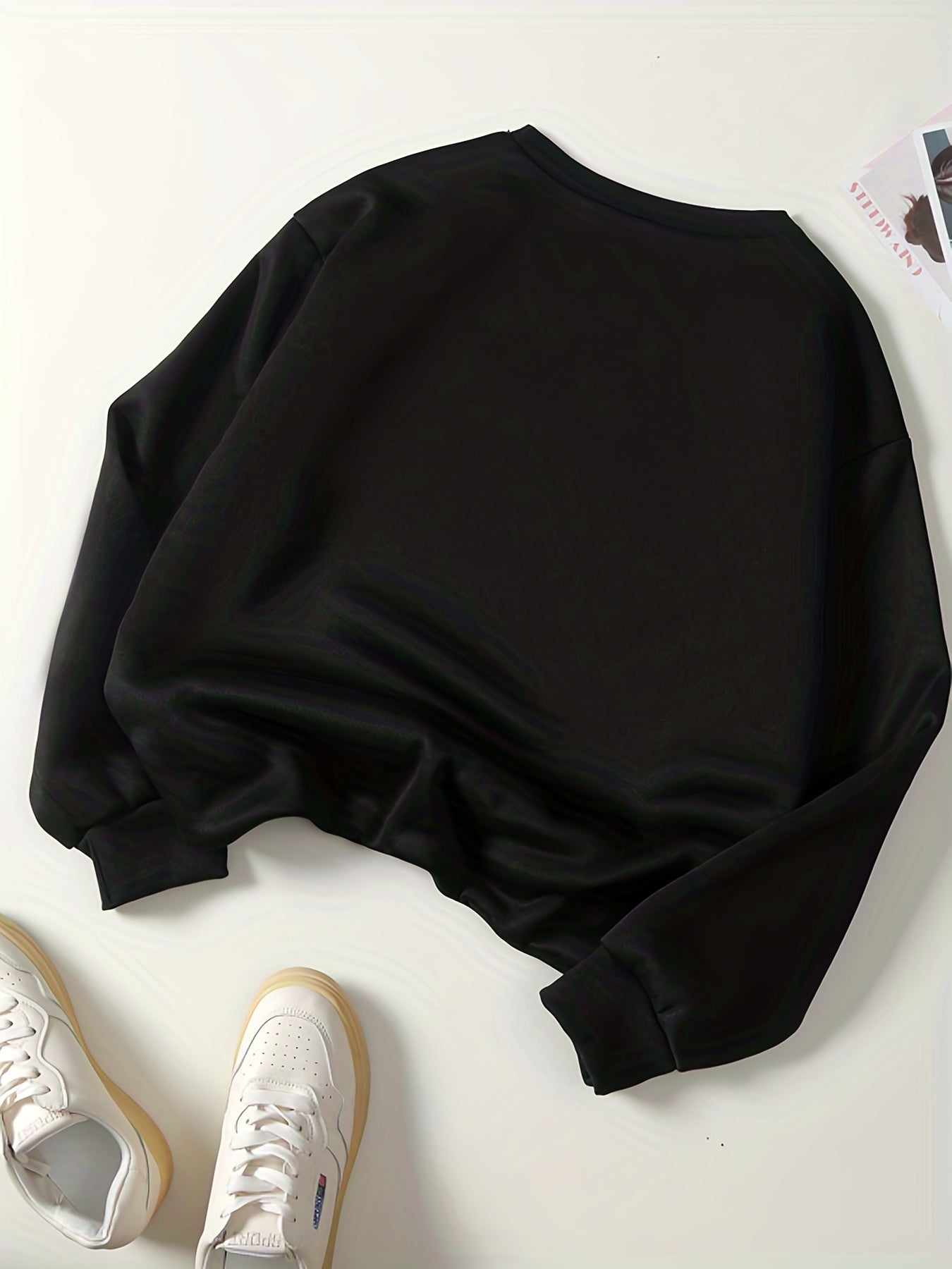 Letter Print Crew Neck Sweatshirt for Women