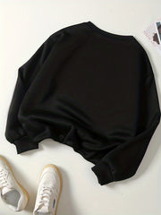 Letter Print Crew Neck Sweatshirt for Women