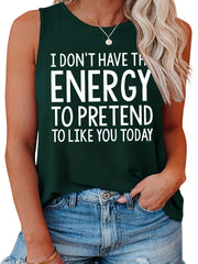 Letter Print Round Neck Tank Top