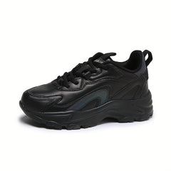 Women's Faux Leather Chunky Sneakers Comfortable Travel Shoes