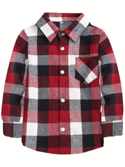 Baby Boys Plaid Shirts Button Down Long Sleeve Blouse Tops Kids Clothes