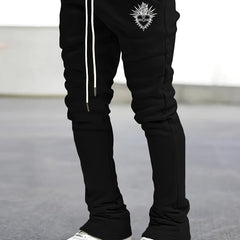 Heart Pattern Flared Trousers Men s Casual Street Style Joggers
