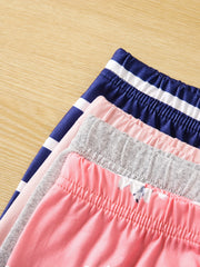 4pcs Girls Floral Striped Leggings Pants Casual & Stretch