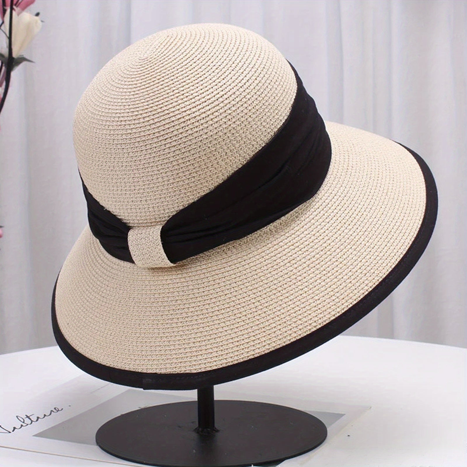 Ruched Hat Band Sun Hat Solid Bucket Hat Classic UV Protection Travel Beach Hats