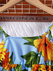 Toddler Girls Sunflower Surplice Neck Cami Dress Party Beach Vacation