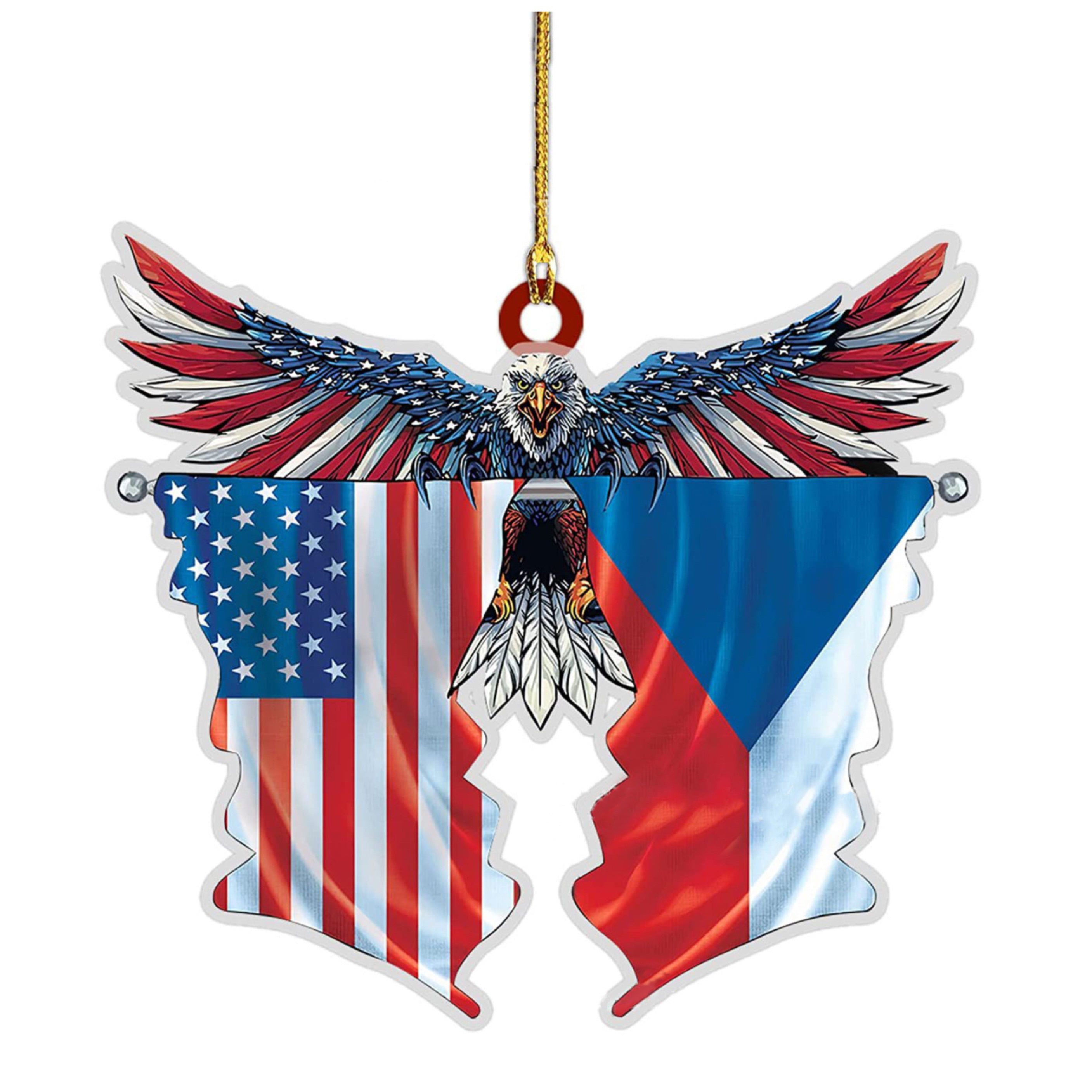 American Flag Wing Car Rearview Mirror Hanging Pendant