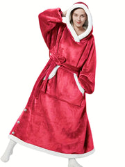 Women's Plus Size Sherpa Fleece Hooded Robe
