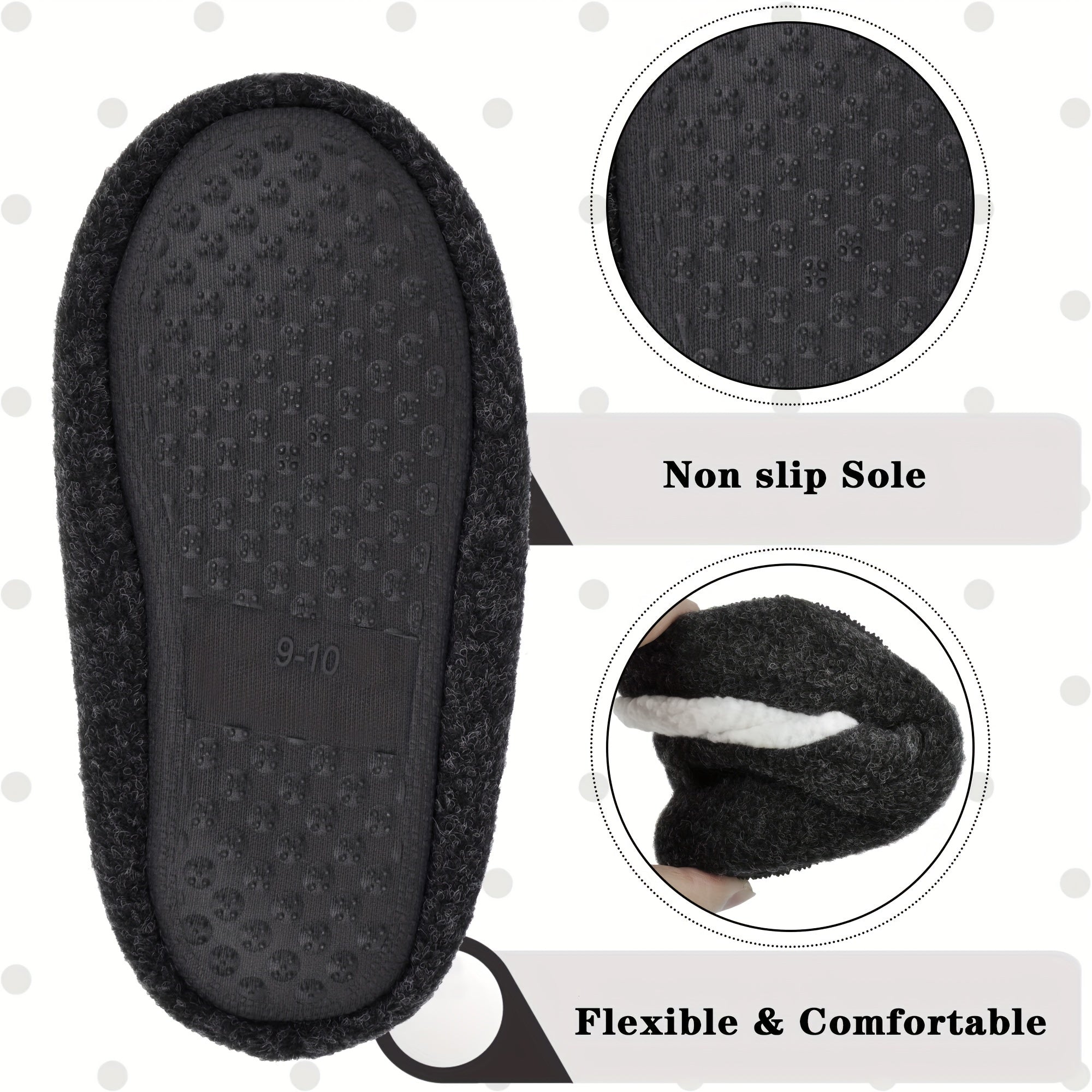 Boys Warm Fleece House Shoes Non Slip Soft Bottom Indoor Shoes