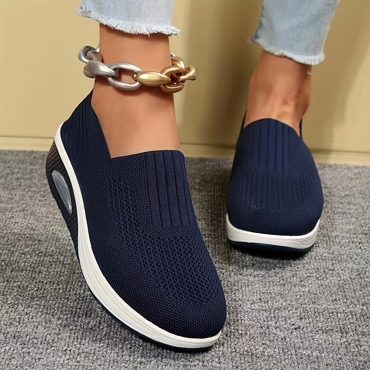 Women's Breathable Knit Sock Shoes Slip On Casual Walking Shoes