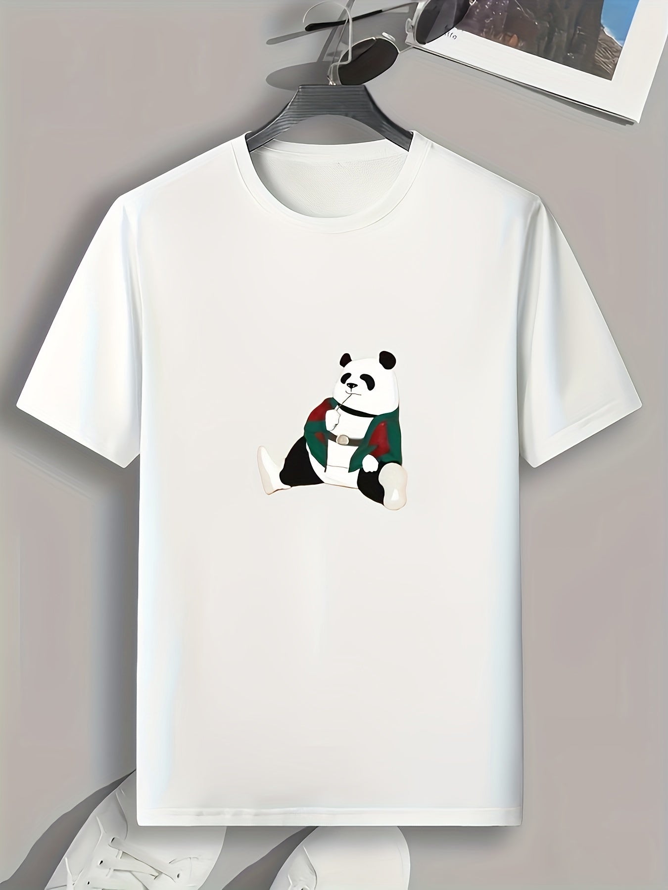 Panda Pattern Print Men's Sports T-shirt