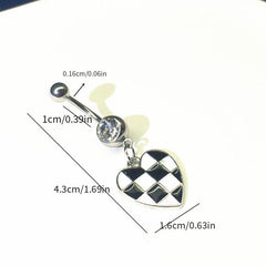 Plaid Heart Navel Belly Ring
