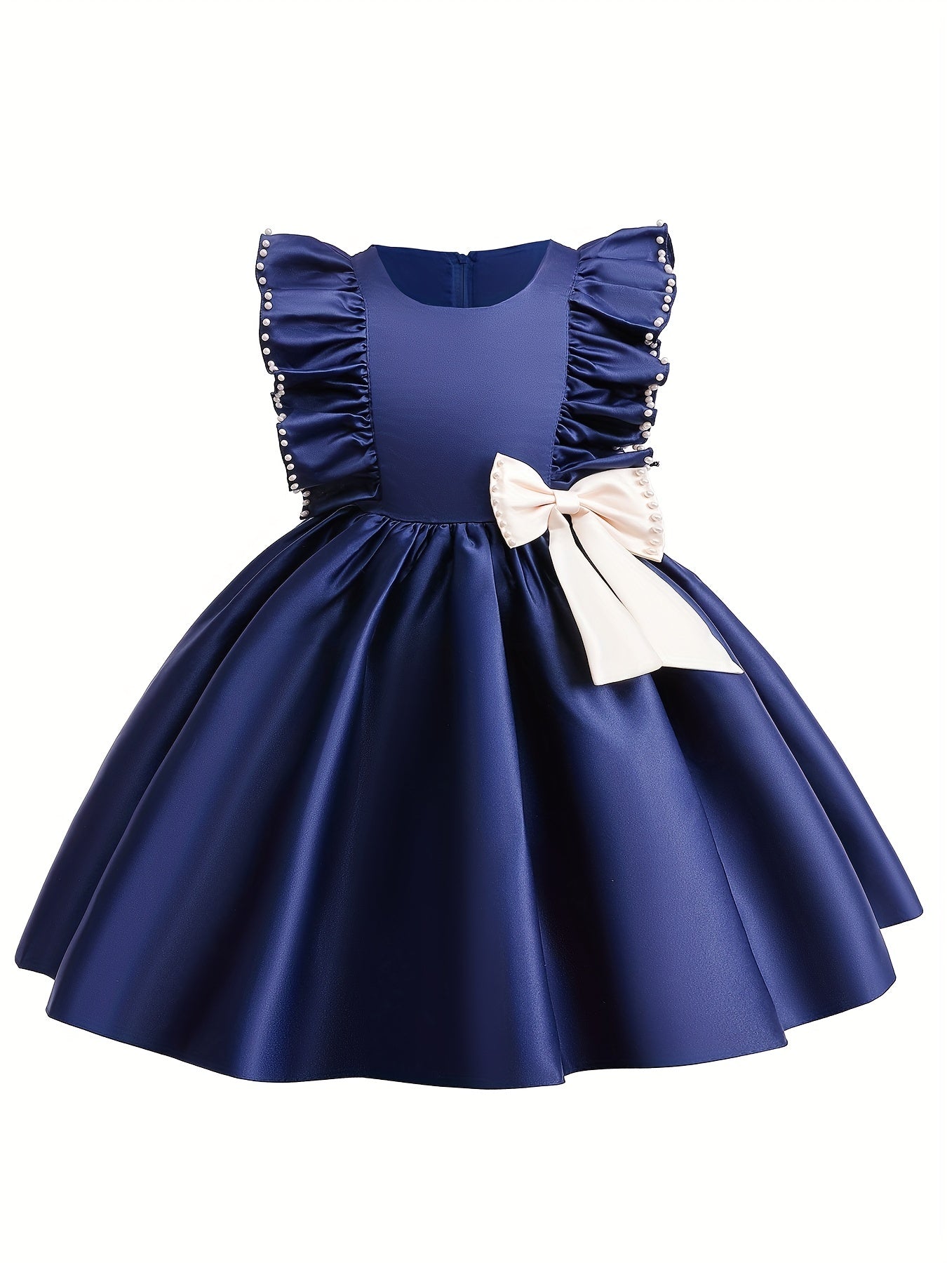 Girls' Formal Dress Bowknot & Beaded Satin Party Flower Girl Dress Tutu Gown