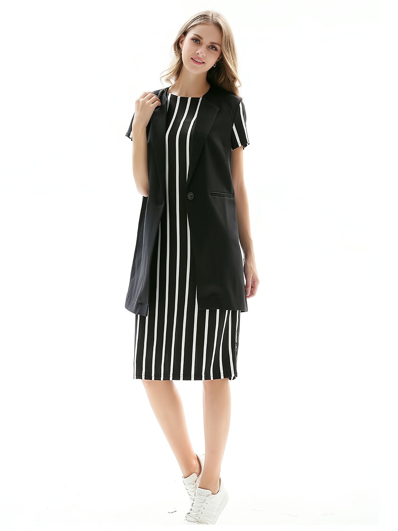 Sleeveless Lapel Blazer Vest Coat Slim Fit