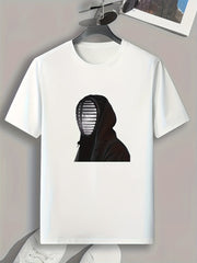 Masked Person Print Men's Graphic T-shirt for Summer