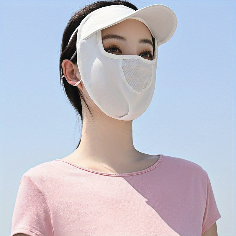 Sunproof Ice Silk Face Mask With Brim Elastic Mesh Breathable Face Covering