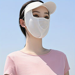 Sunproof Ice Silk Face Mask With Brim Elastic Mesh Breathable Face Covering