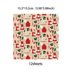 12pcs Large Size Christmas Bakery Paper Retro Journal Decoration Diy Tools