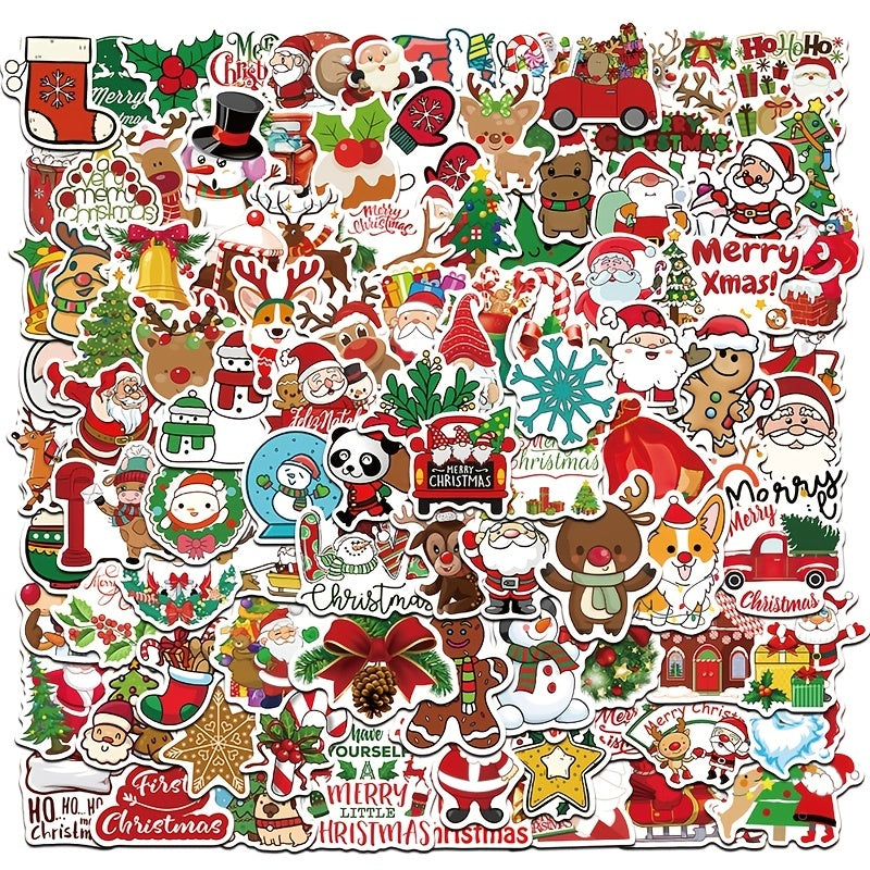 100pcs Christmas Doodle Stickers for Phones, Journals