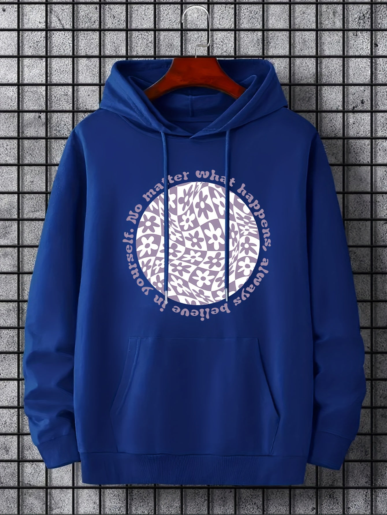 Men's Floral Graphic Hoodie Casual Stretch Hooded Sweatshirt