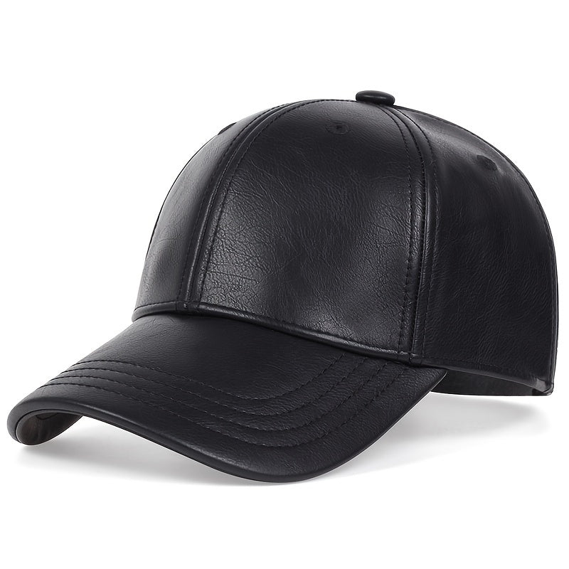 Men's PU Leather Baseball Cap Casual Fashion Cap