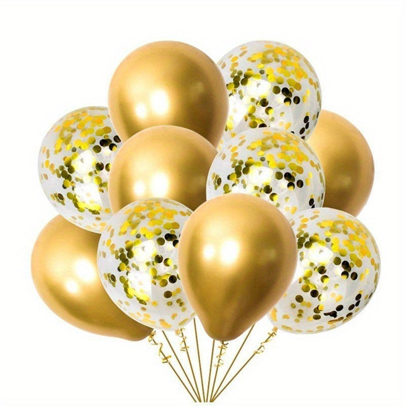 10pcs Balloon Set Glitter and Metal Balloons for Home Decor