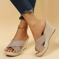 Women's Wedge Slide Sandals Comfortable Open Toe Slip On Shoes