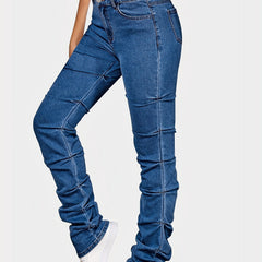 High Waist Slim Fit Stacked Jeans Medium Stretch Denim