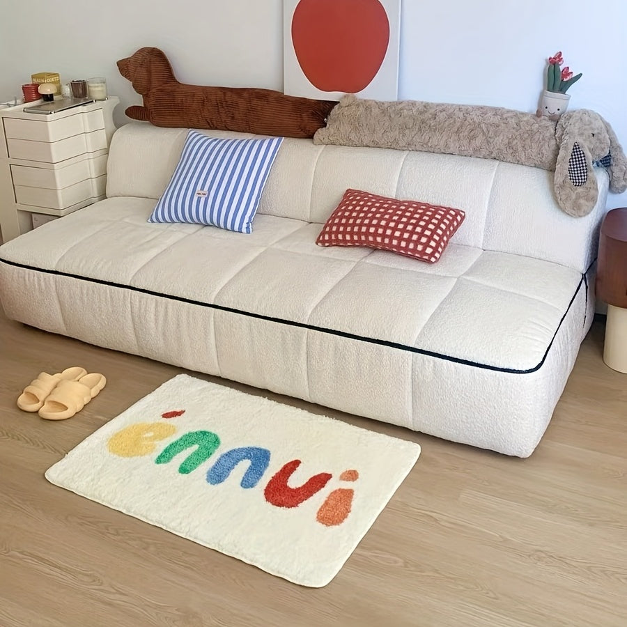 Plush Carpet Graffiti Letter Bedside Bedroom Living Room Anti Slip Floor Mat