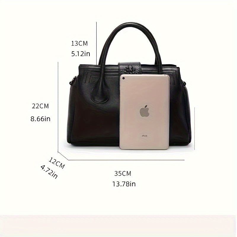Women's Leather Handbag Solid Zipper Closure Tote