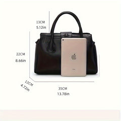 Women's Leather Handbag Solid Zipper Closure Tote