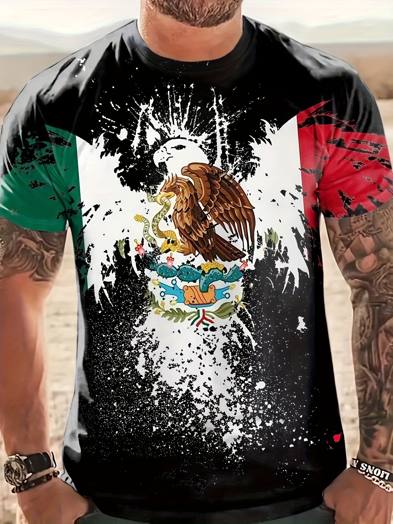 Men's Colorful Eagle Graphic T Shirt 3D Print Short Sleeve Tee