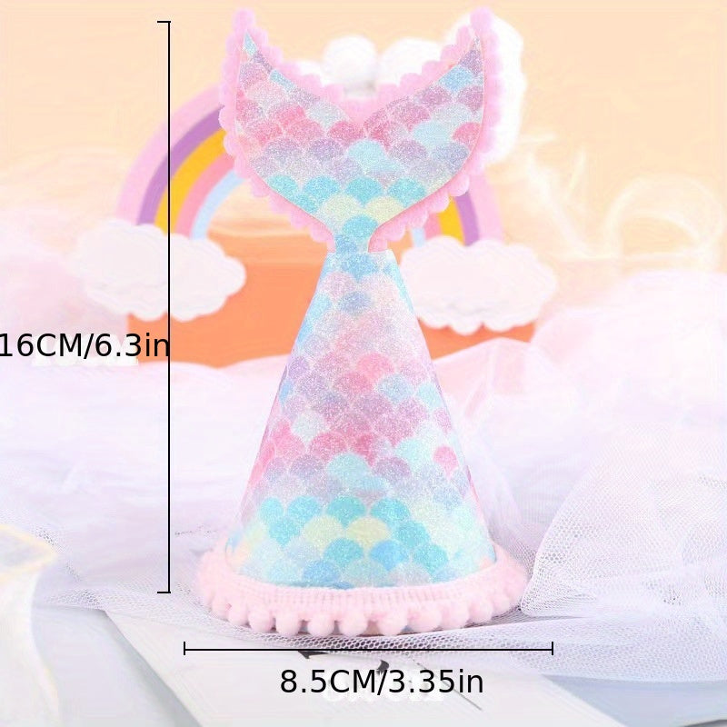 Rainbow Fishtail Crown for Baby's 1st Birthday Party Decoration