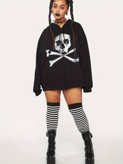 Gothic Skull Print Long Sleeve Hoodie