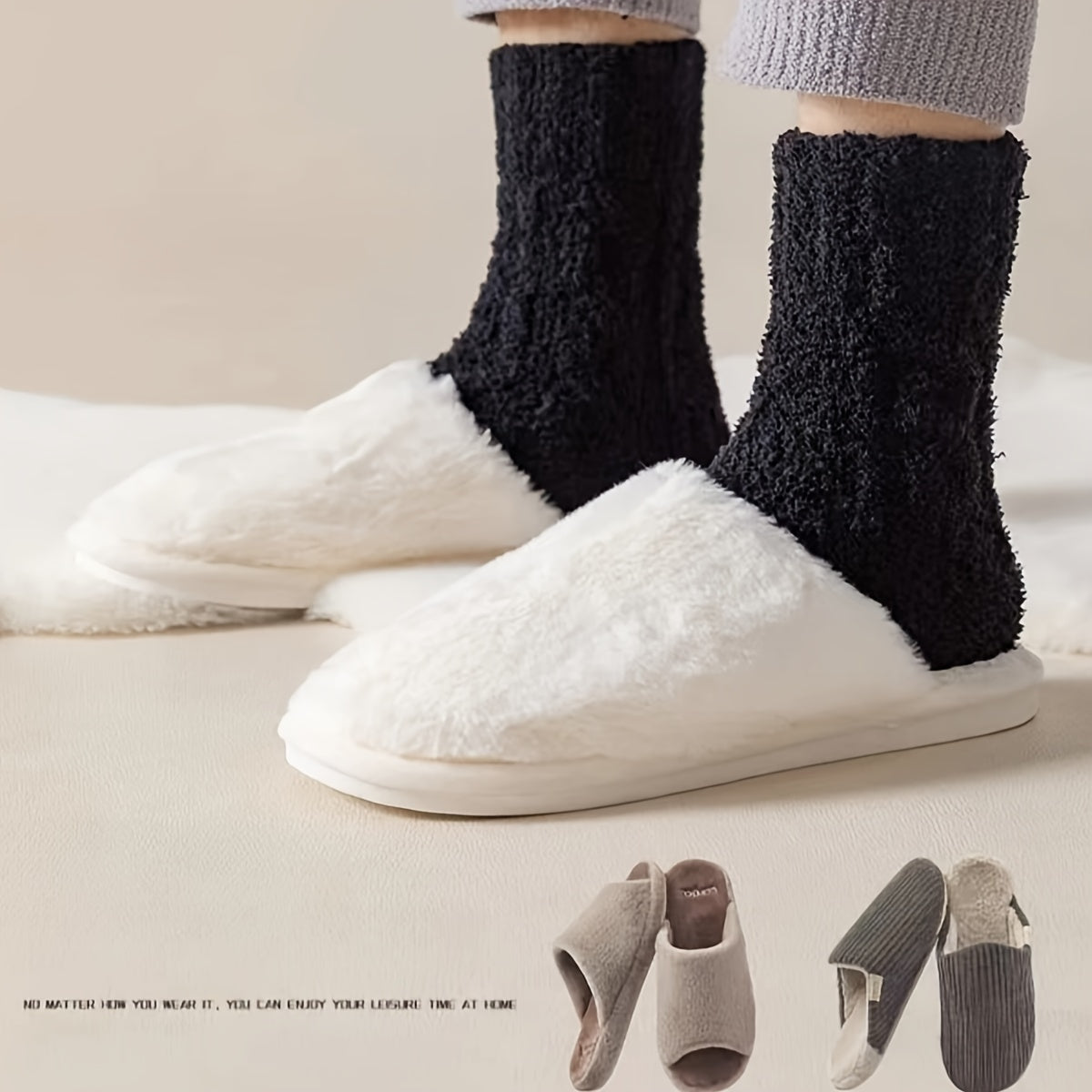 Men's Warm Crew Socks Thick Fluffy Sweat Wicking Winter Socks
