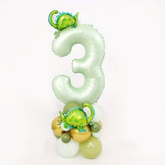 27pcs Olive Green Dinosaur Number Balloons Party Decor