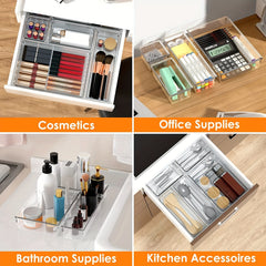 6pcs Plastic Drawer Organizer Set for Cosmetics Storage in Bathroom