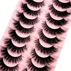 10 Pairs 3D Mink Natural False Lashes Soft Cross Wispy Eyelash Extension