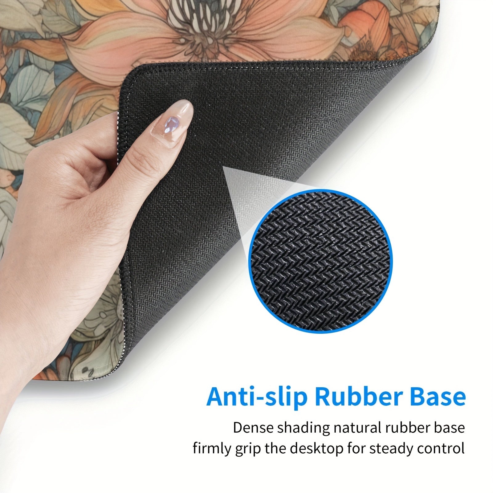 Large Flower Mouse Pad 80x30x0.48cm Non-slip Desk Pad