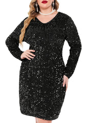 Sequin V Neck Cocktail Formal Dress